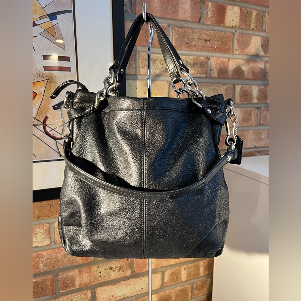 Coach Black Leather Purse Bag Silver Hardware